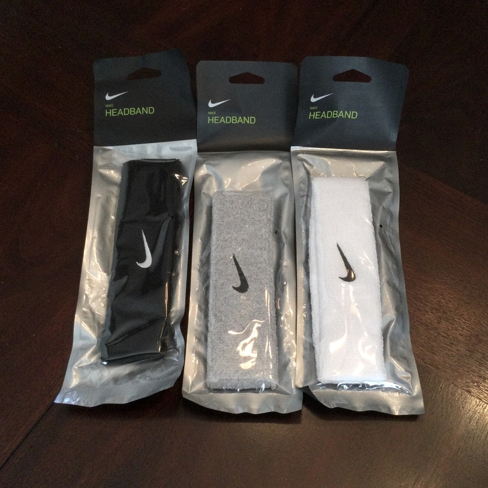 Nike Headbands Set of 3 black grey and white NEW